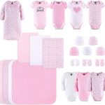 The Peanutshell Newborn Layette Gift Set for Baby Girls - 23 Piece Newborn Girl Clothes & Accessories Set - Fits Newborn to 3 Months - Floral